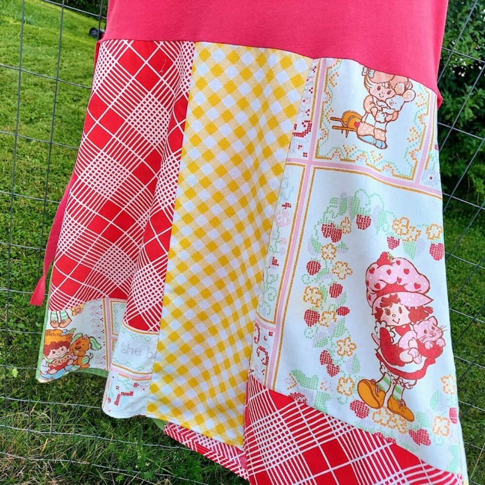 Upcycled Patchwork Strawberry Shortcake Dress L - image 8